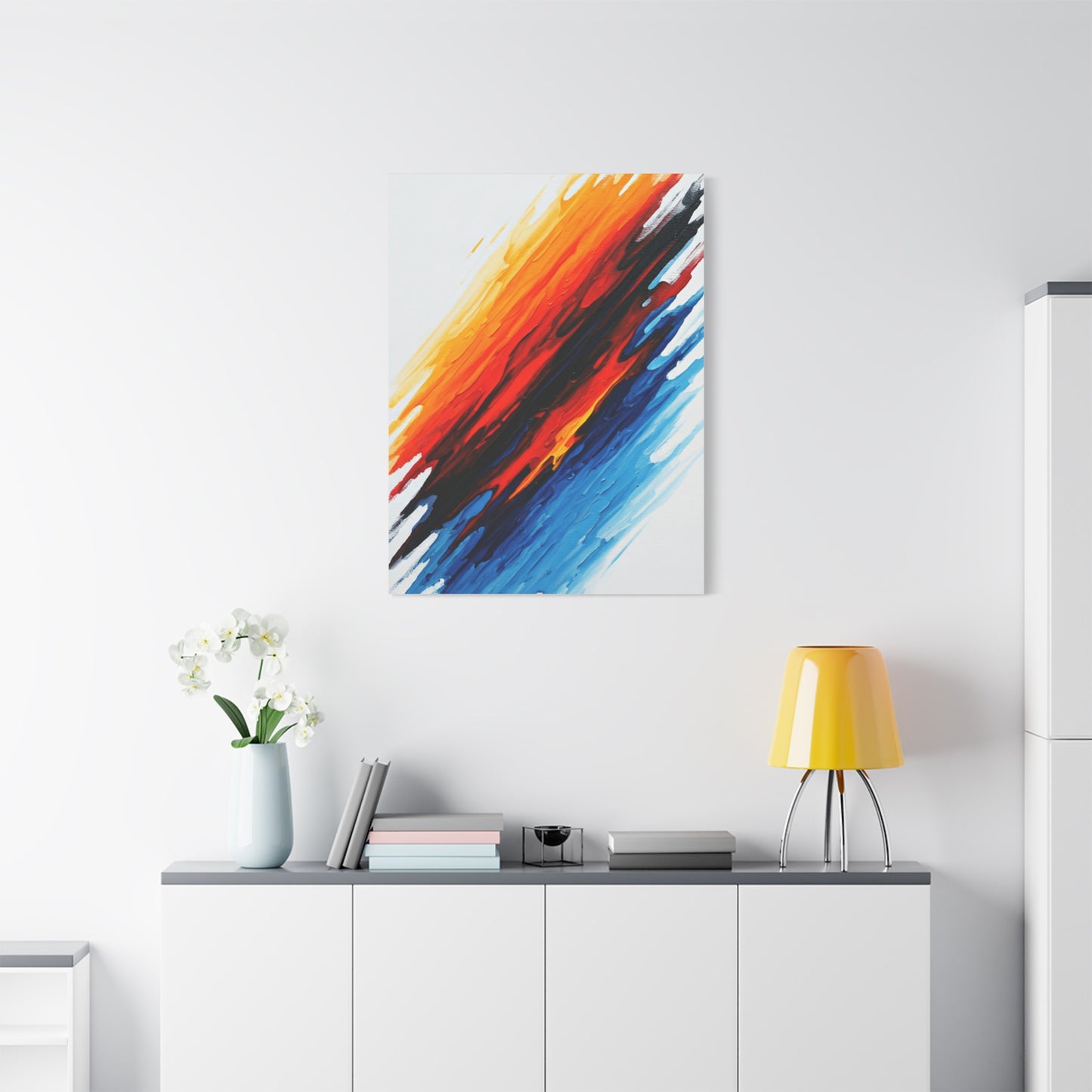 Expressive Red and Blue Abstract Wall Art & Canvas Prints