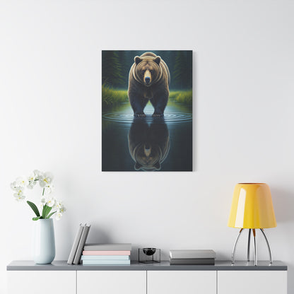 Brown Bear Reflection in Forest Water Wall Art & Canvas Prints