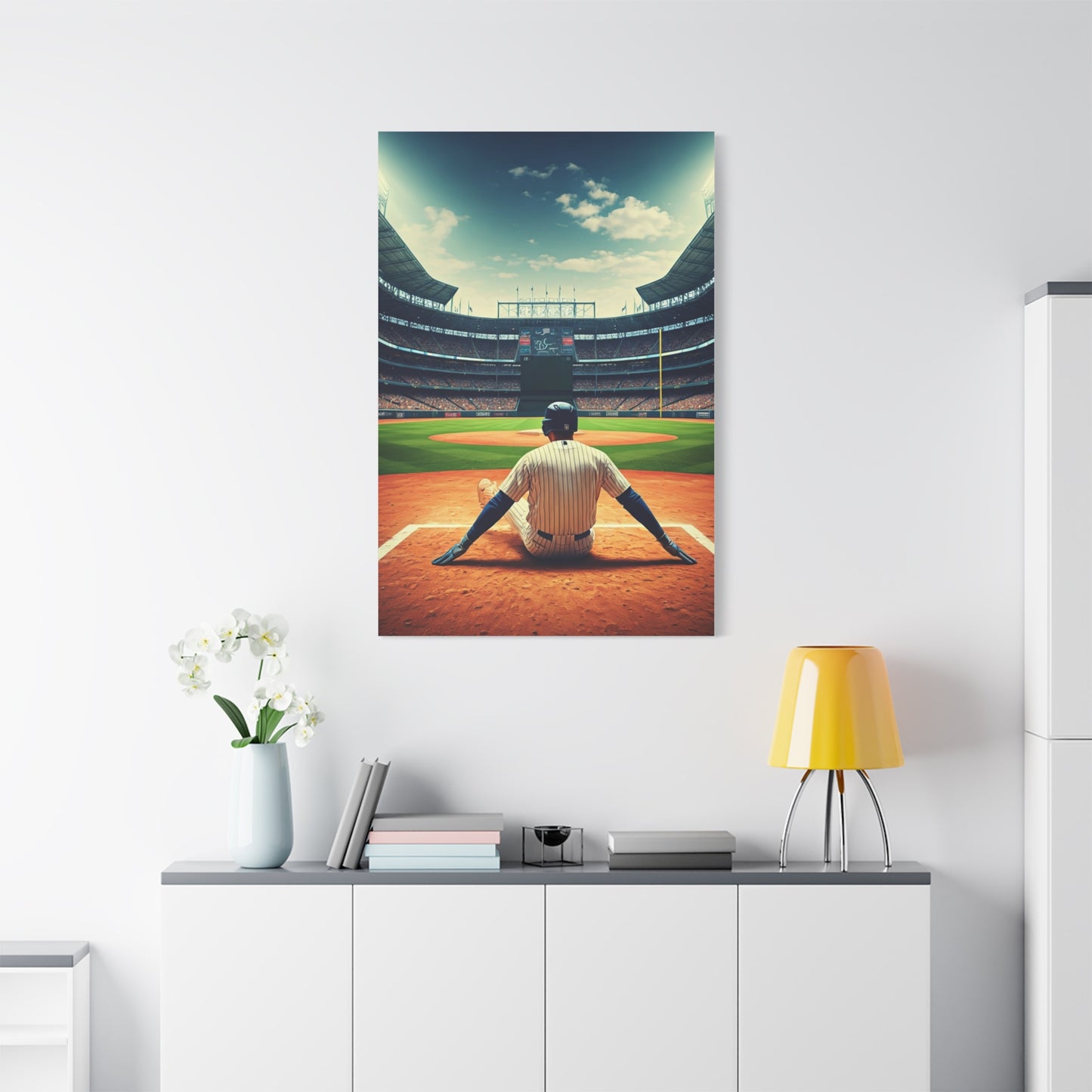 Batter Ready at Home Plate Stadium View Wall Art & Canvas Prints