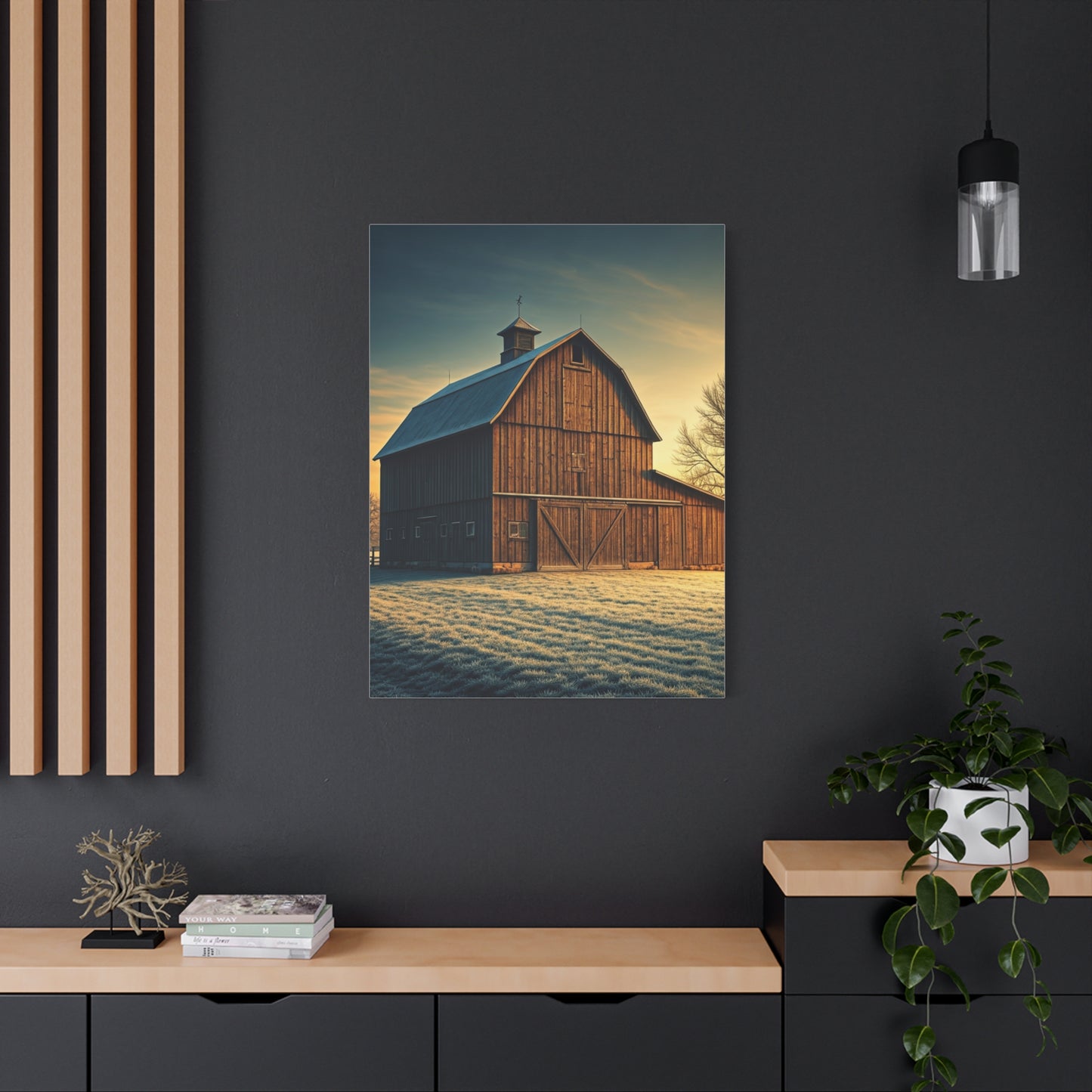 Frosted Dawn Wooden Barn Wall Art & Canvas Prints