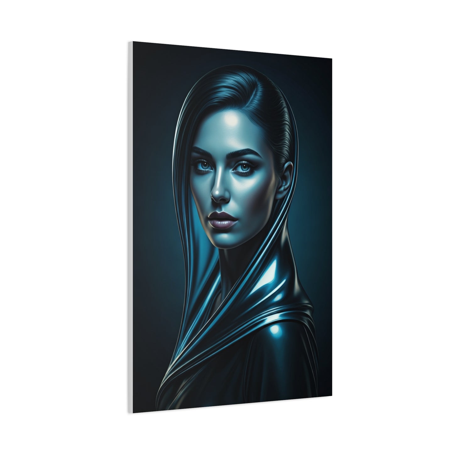 Modern Blue Portrait with Metallic Accents Wall Art & Canvas Prints