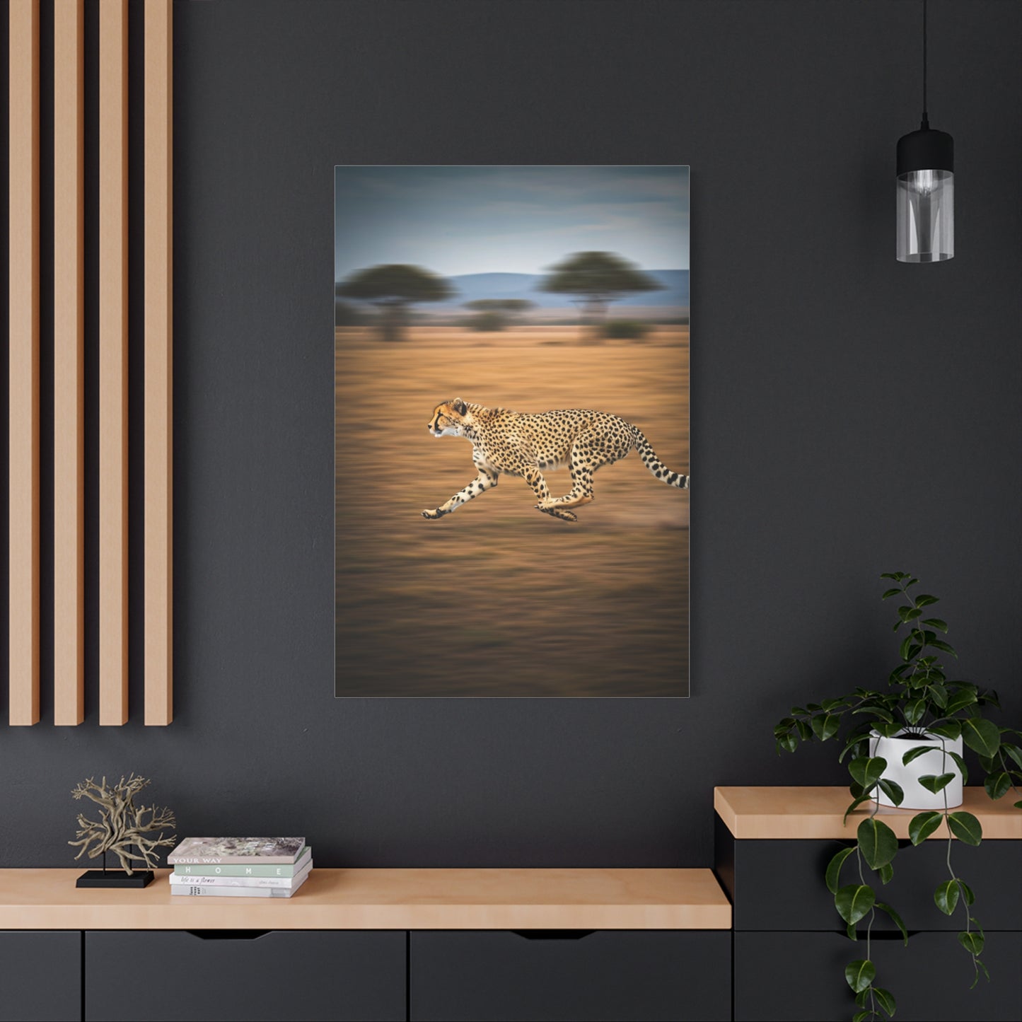 Cheetah Sprint Across the Desert Plains Wall Art & Canvas Prints
