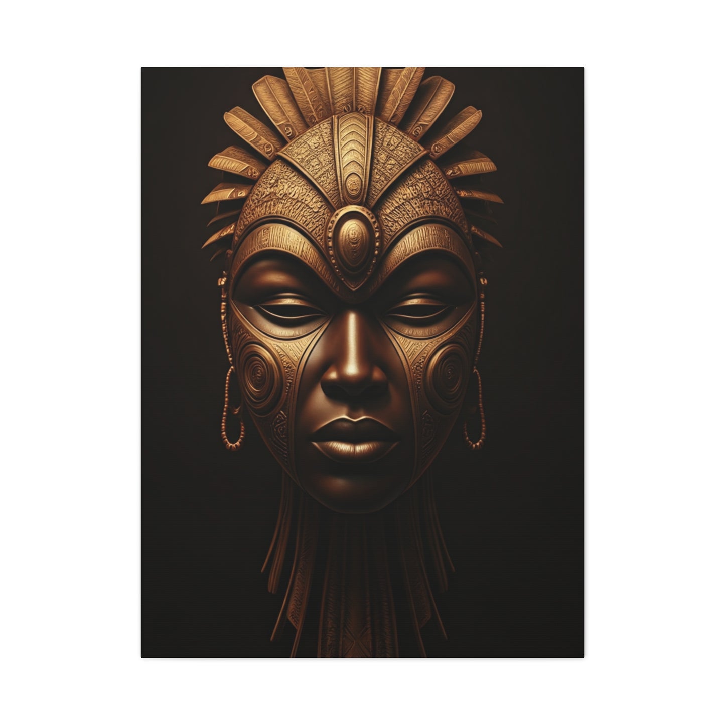 Golden Tribal Goddess Mask Wall Art & Canvas Prints