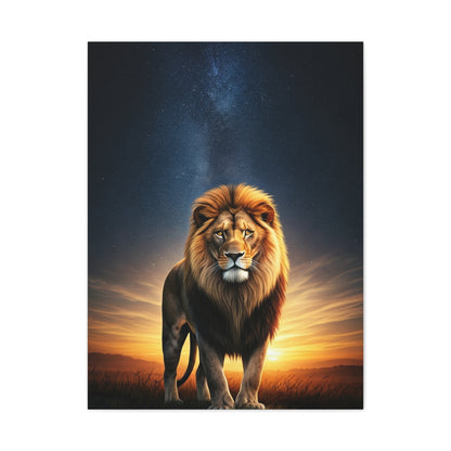 Majestic Lion Under the Evening Sky Wall Art & Canvas Prints