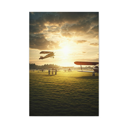 Golden Airfield Takeoff Moment Wall Art & Canvas Prints