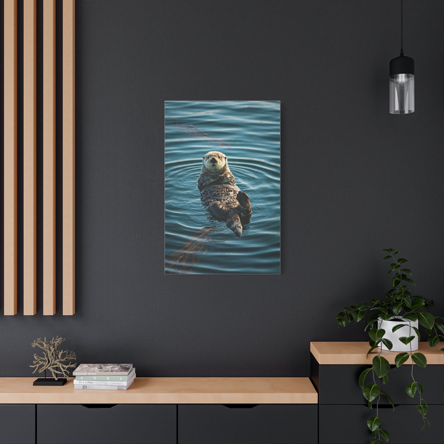 Otter Floating on Water Wall Art & Canvas Prints
