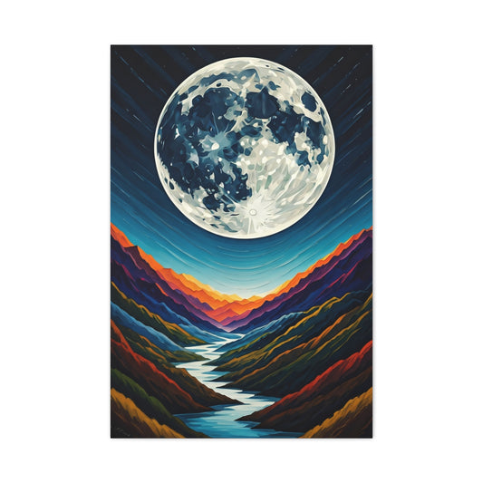 Midnight Moonlit Peaks Wall Art & Canvas Print