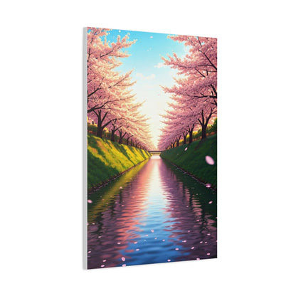 Sakura River Reflection Spring Landscape Wall Art & Canvas Prints
