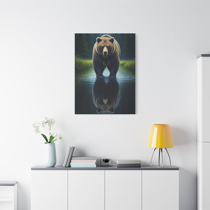 Brown Bear Reflection in Forest Water Wall Art & Canvas Prints