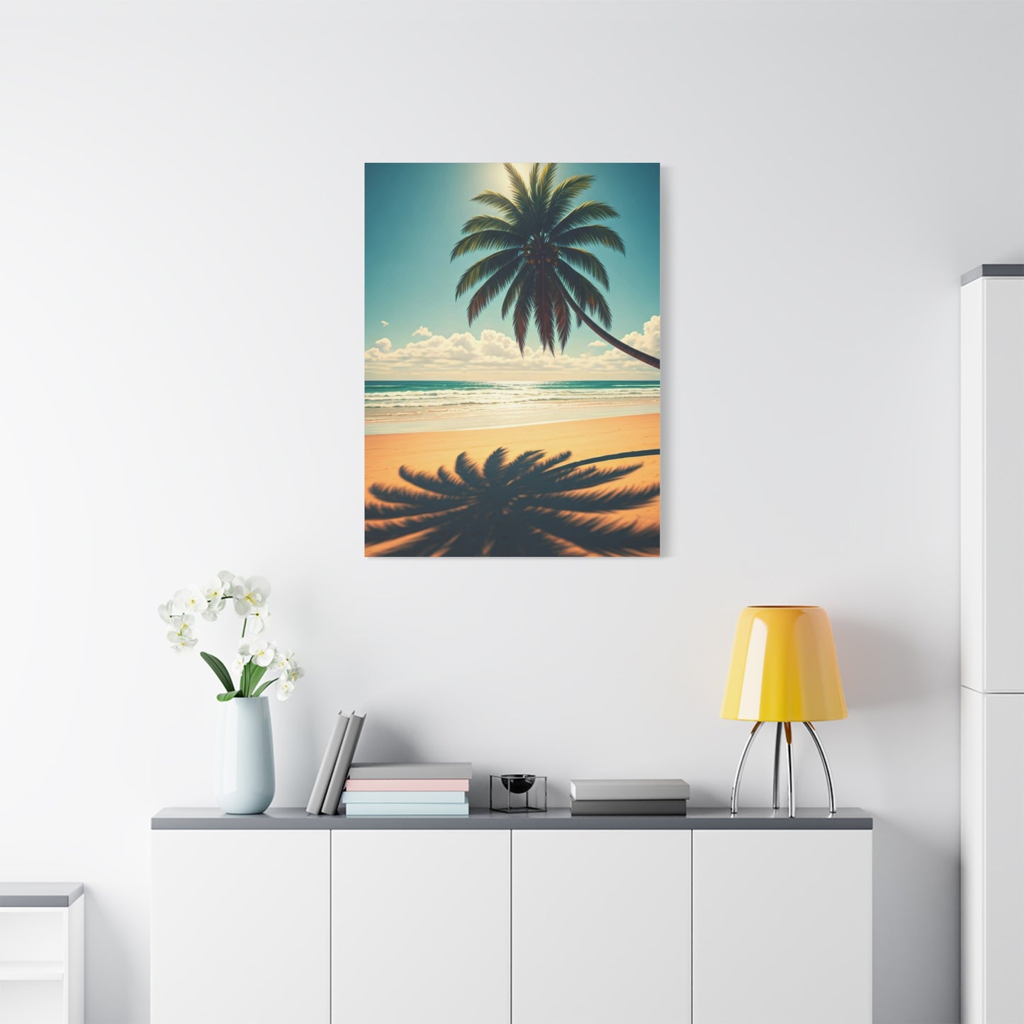 Palm Shadow Serenity Beach Wall Art & Canvas Prints