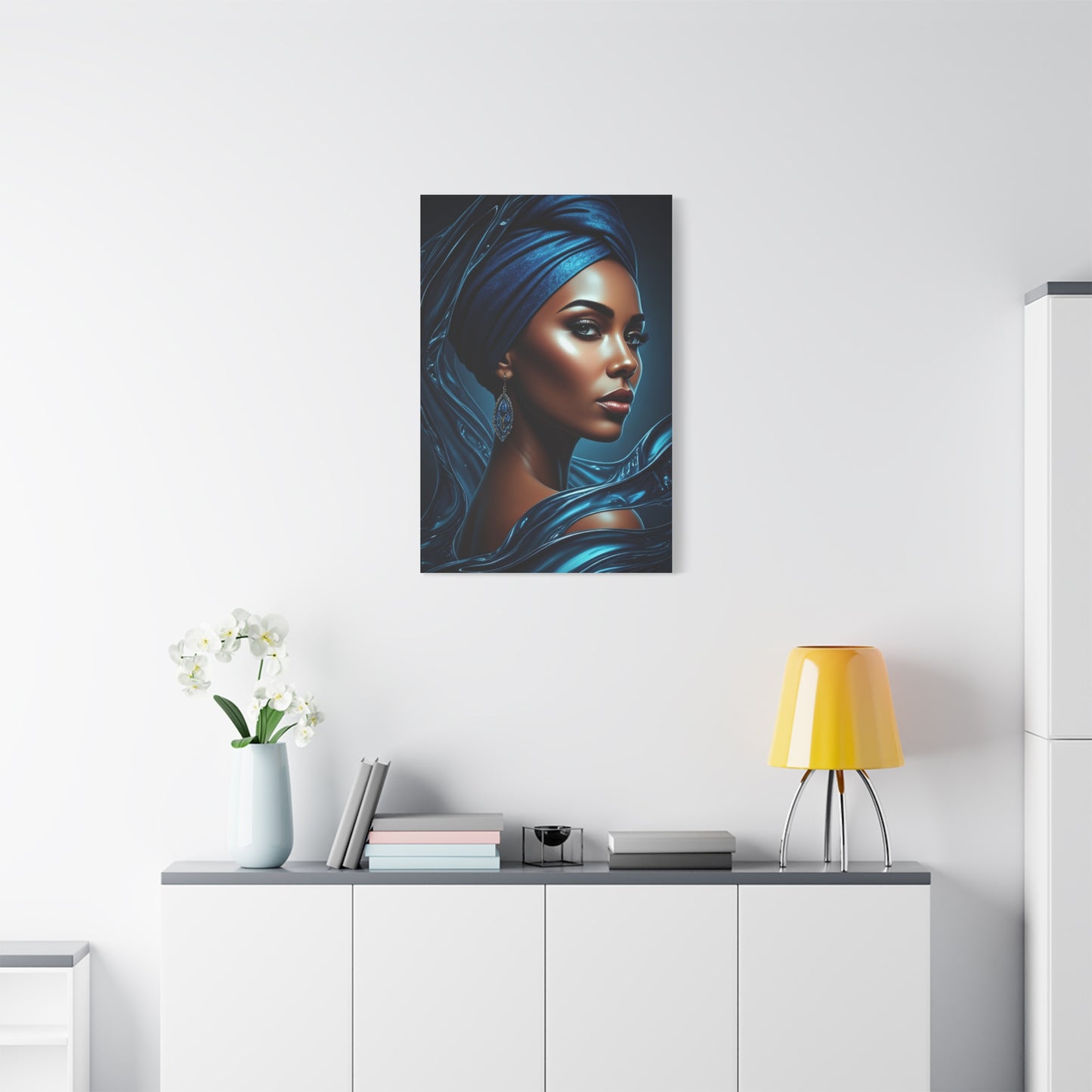 Blue Silk Elegance Portrait Wall Art & Canvas Prints