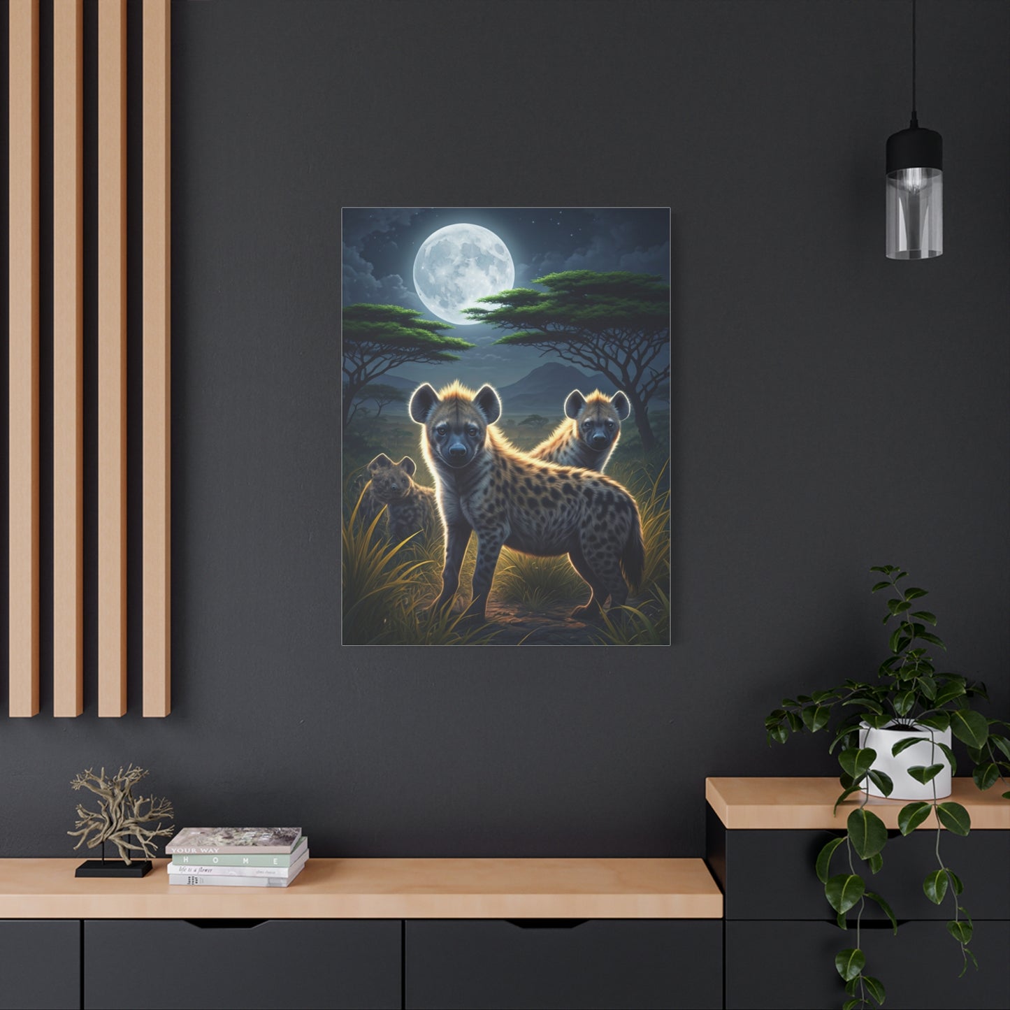 Moonlit Hyena Guardians Wall Art & Canvas Prints
