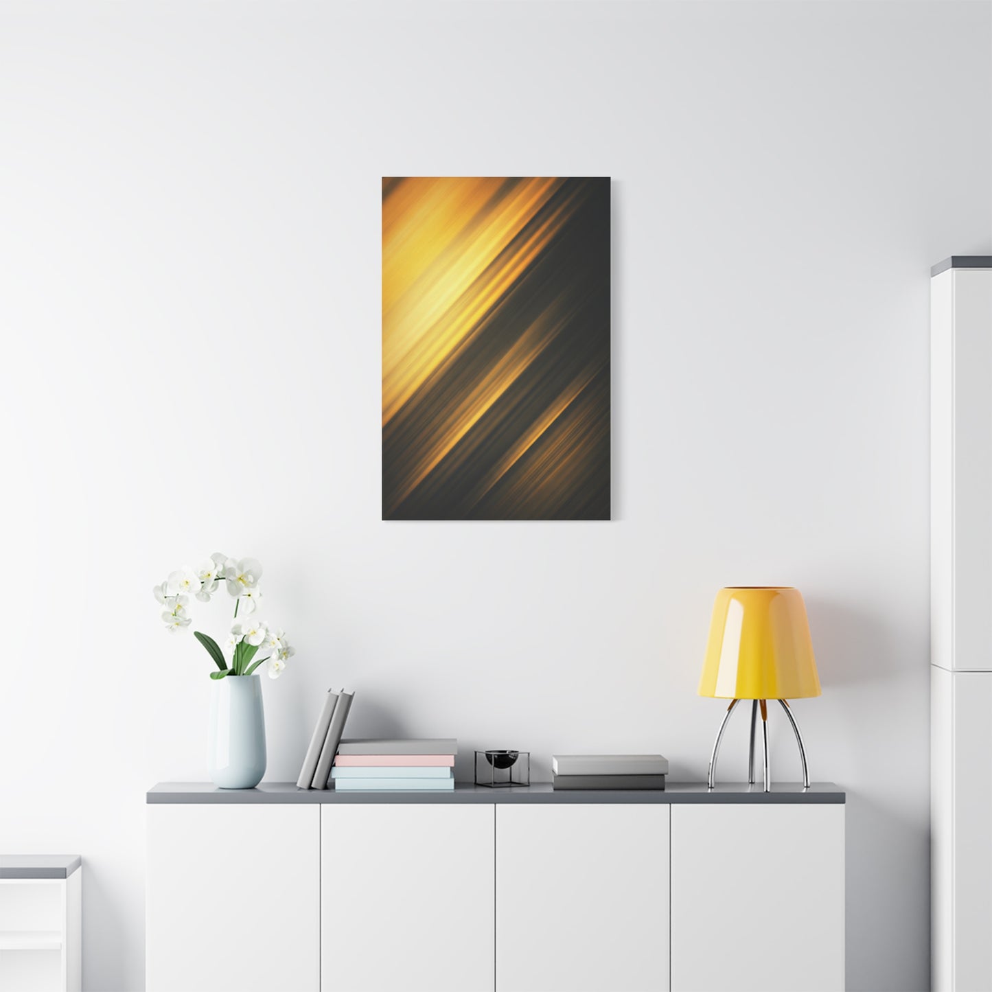 Golden Shadow Streaks Abstract Wall Art & Canvas Prints