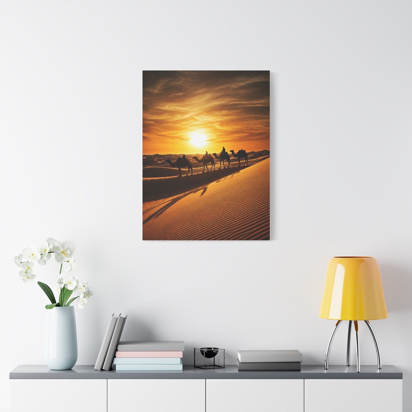Desert Caravan Sunset Journey Wall Art & Canvas Prints