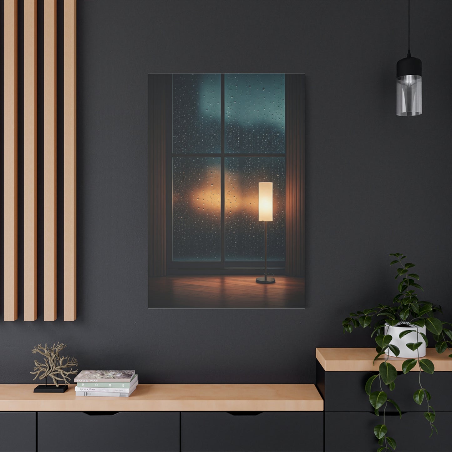 Rainy Window Glow Interior Wall Art & Canvas Prints