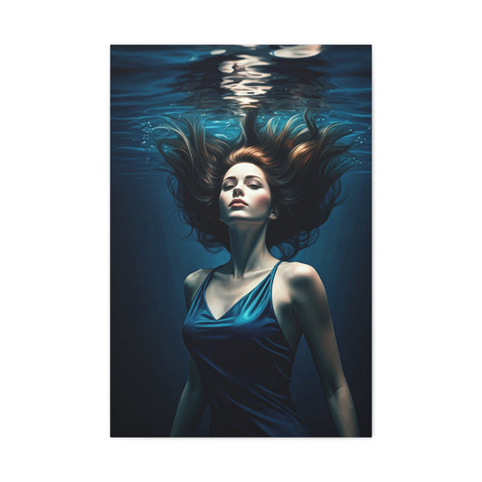 Submerged Serenity Blue Figure Wall Art & Canvas Prints
