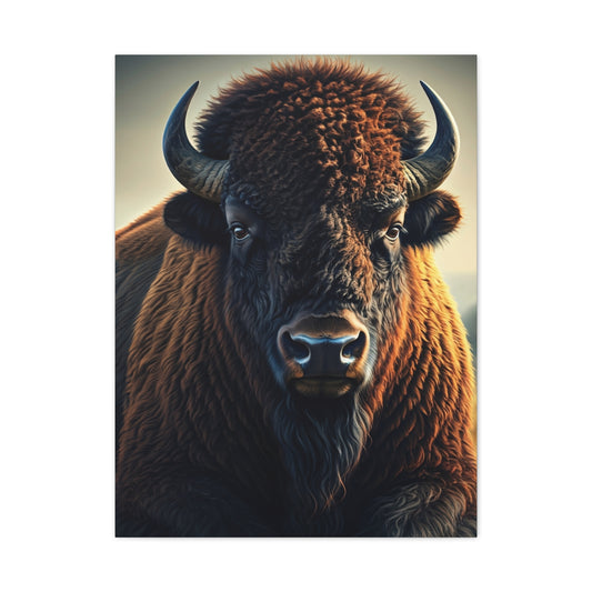 Classic Frontal American Bison Portrait Wall Art & Canvas Print
