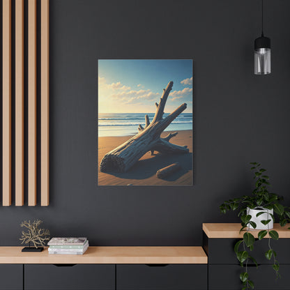 Driftwood Sculpture on Golden Beach Wall Art & Canvas Prints