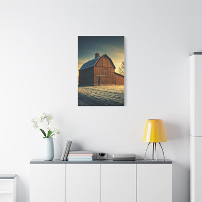 Frosted Dawn Wooden Barn Wall Art & Canvas Prints