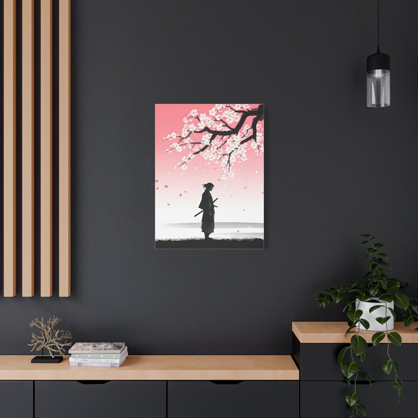 Samurai Under Falling Cherry Blossoms Wall Art & Canvas Prints