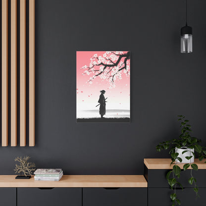 Samurai Under Falling Cherry Blossoms Wall Art & Canvas Prints