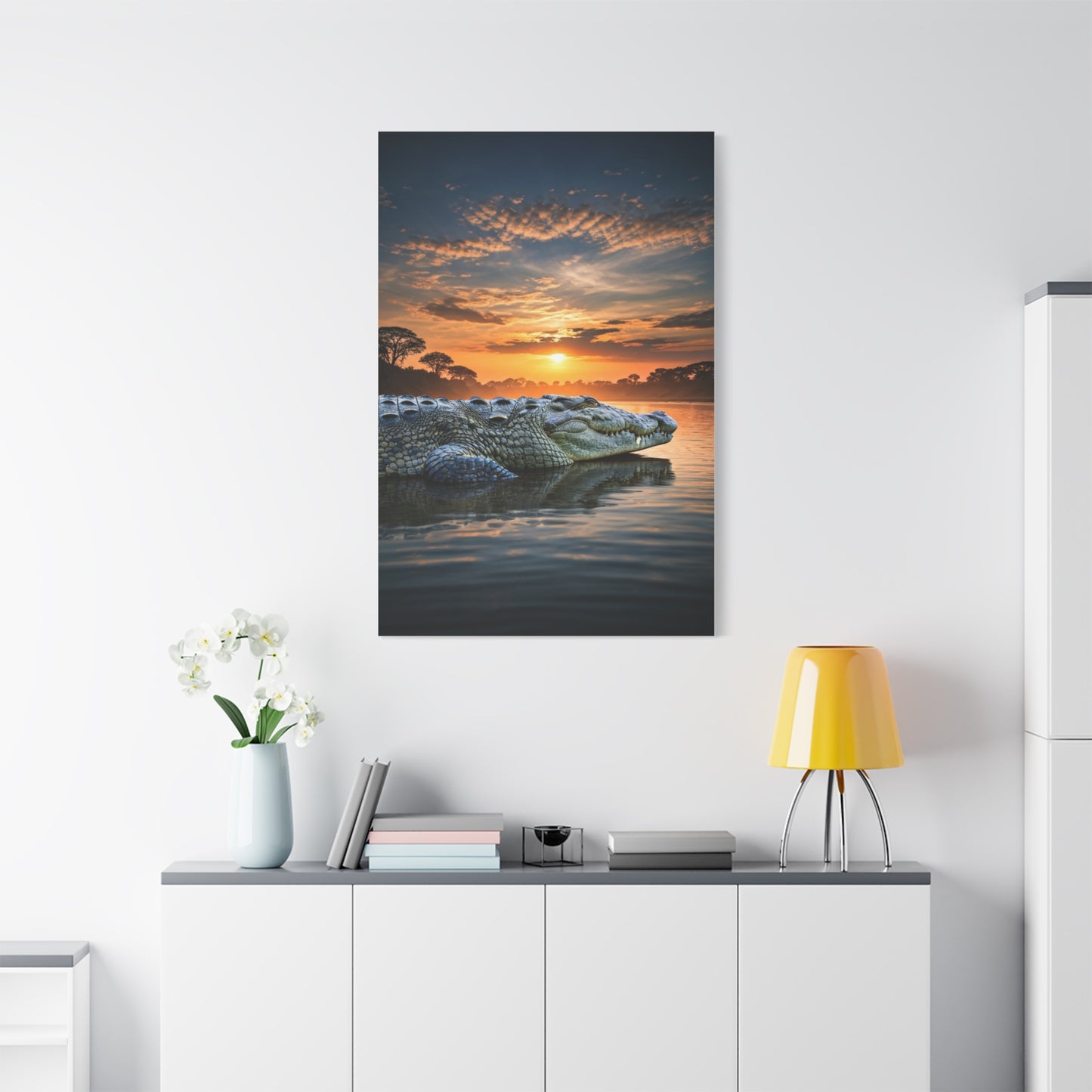 Crocodile Sunset Waterscape Wall Art & Canvas Prints