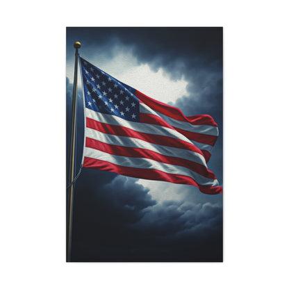 American Flag Against Stormy Skies Wall Art & Canvas Prints