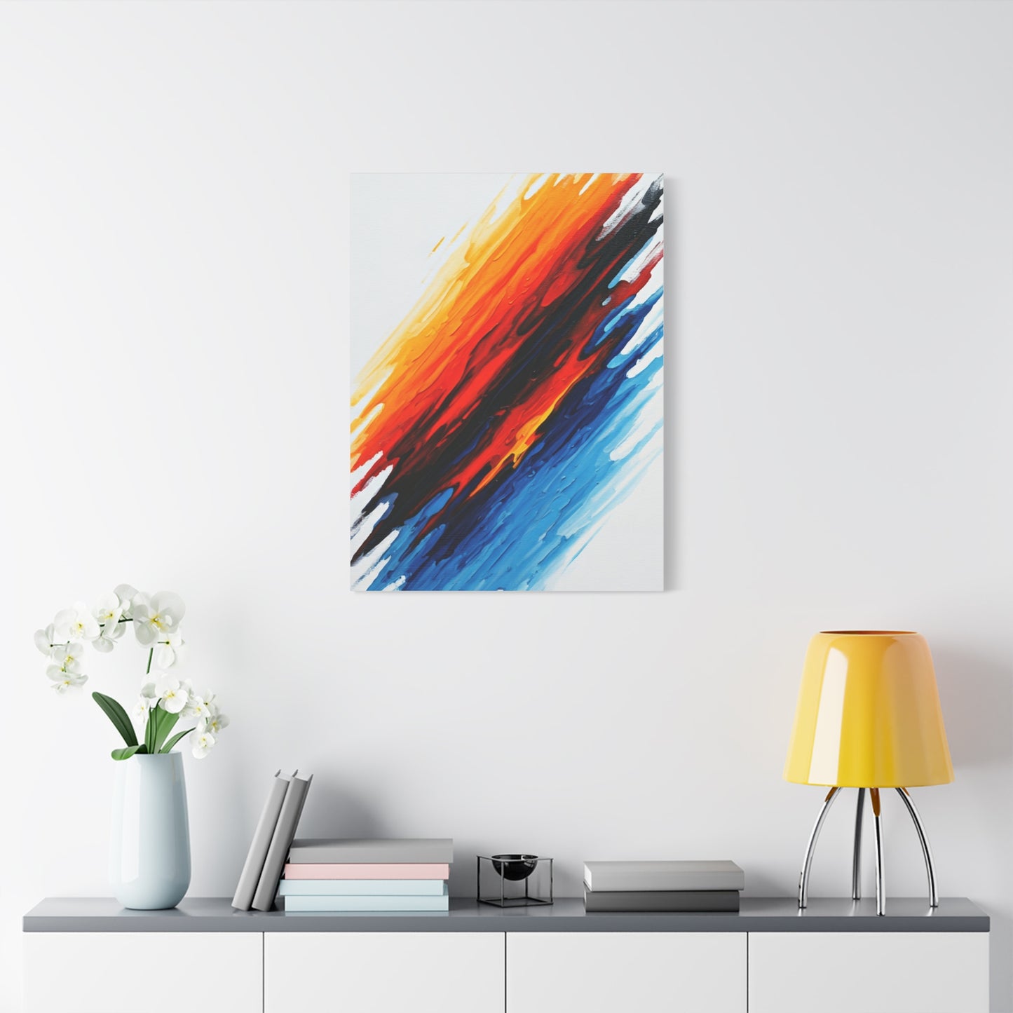 Expressive Red and Blue Abstract Wall Art & Canvas Prints