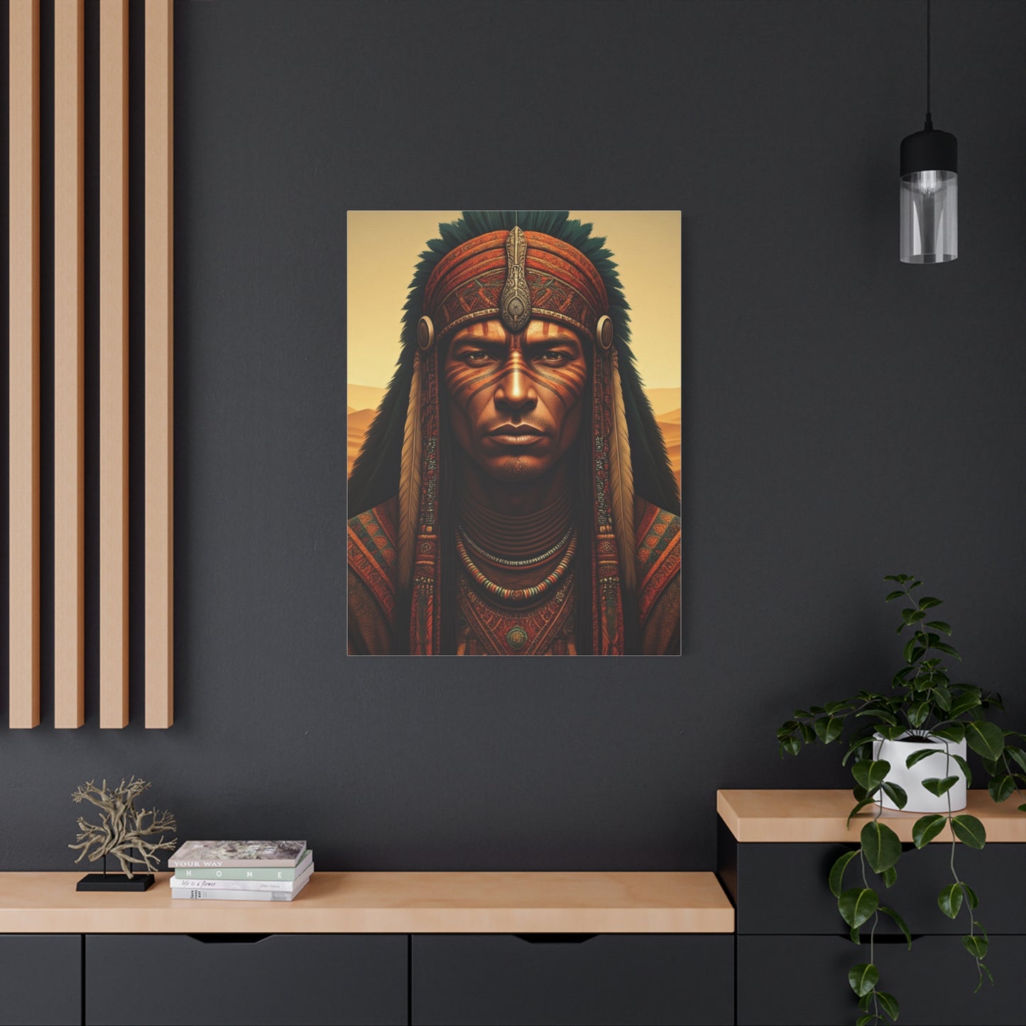 Tribal Guardian with Feathered Headdress Wall Art & Canvas Prints