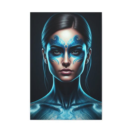 Celestial Blue Figure Portrait Wall Art & Canvas Prints