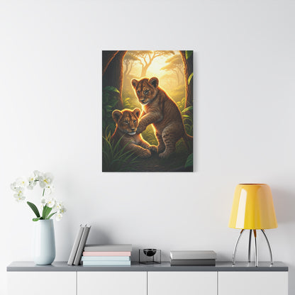 Lion Cubs in the Jungle Glow Wall Art & Canvas Prints