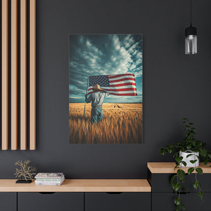 American Flag Over Golden Fields Wall Art & Canvas Prints