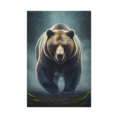 Charging Grizzly Through Mist Wall Art & Canvas Prints
