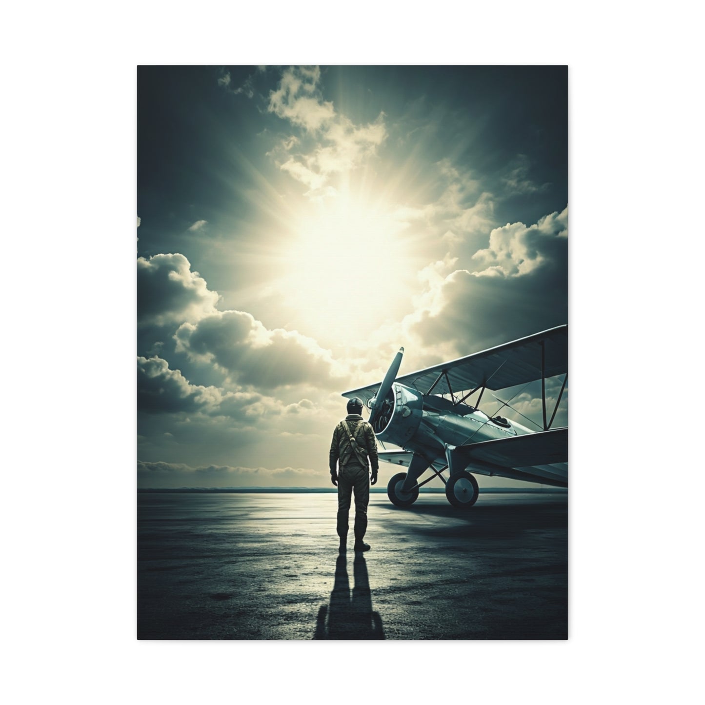 Lone Pilot and Aircraft Reflection Wall Art & Canvas Prints