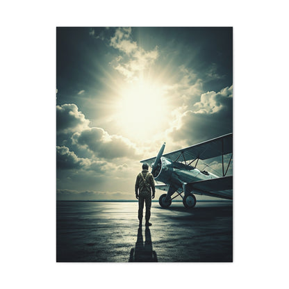 Lone Pilot and Aircraft Reflection Wall Art & Canvas Prints