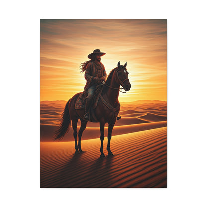 Desert Rider at Golden Sunset Wall Art & Canvas Prints