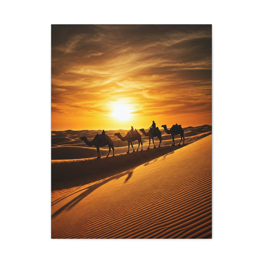 Desert Caravan Sunset Journey Wall Art & Canvas Prints