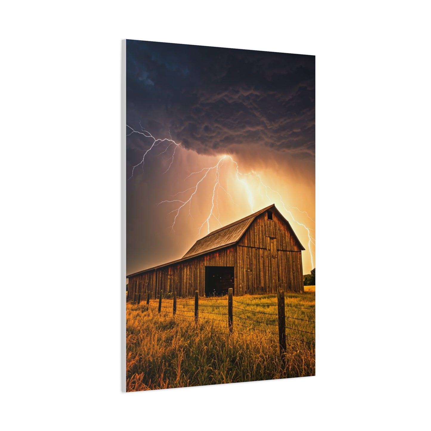 Lightning Over the Old Farm Barn Wall Art & Canvas Prints