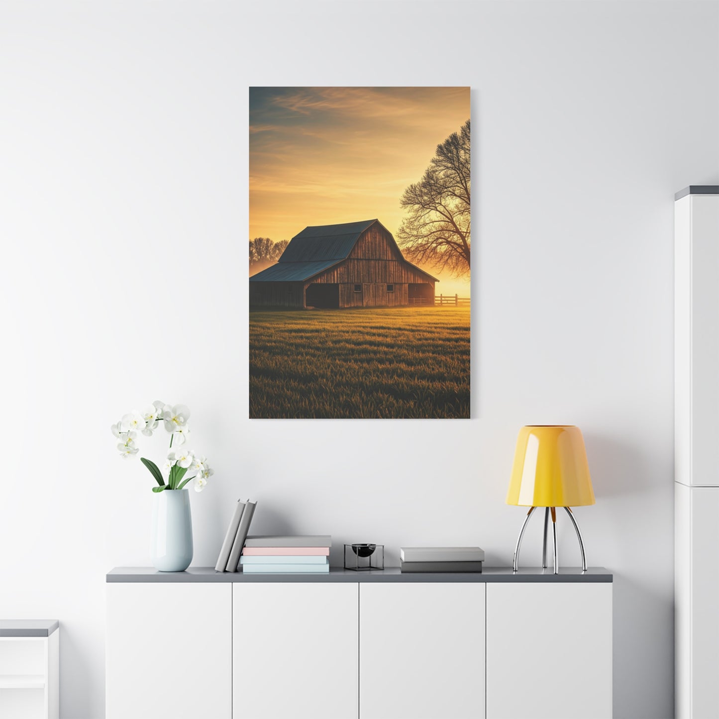 Golden Hour Farmstead Barn Wall Art & Canvas Prints