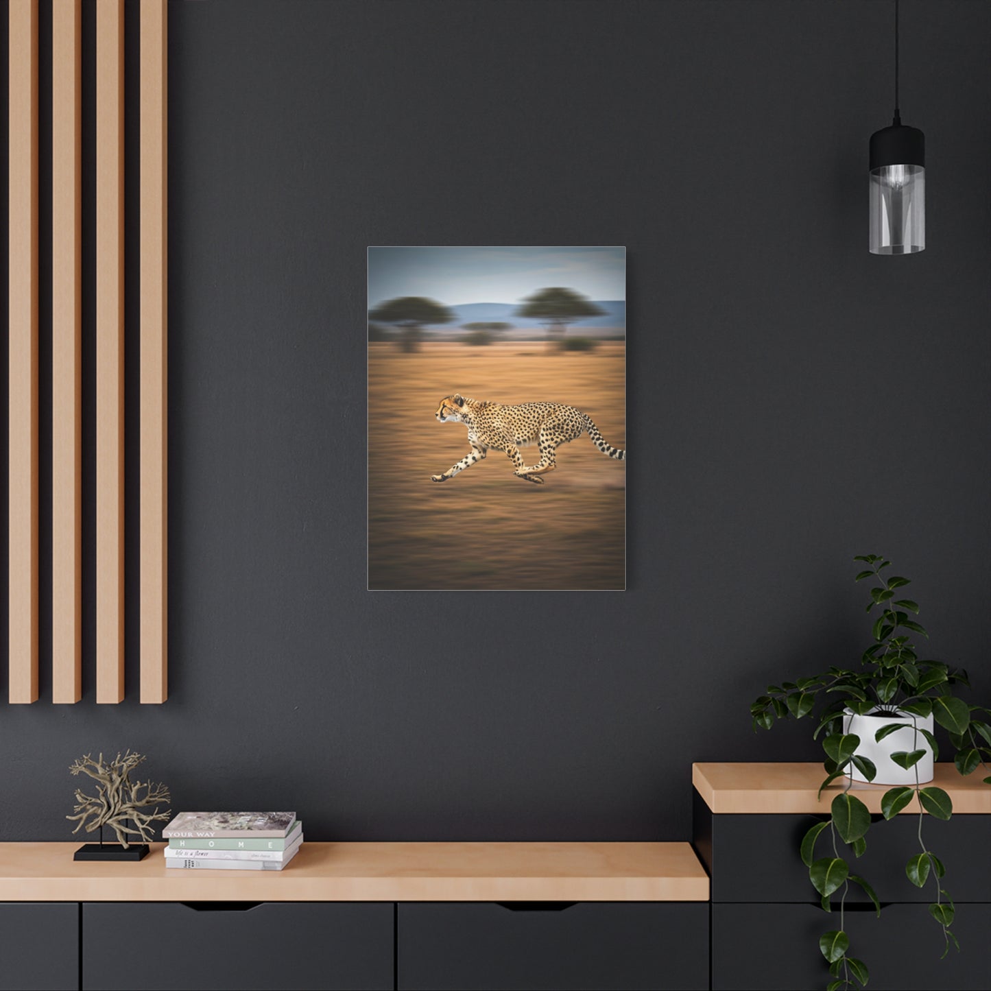 Cheetah Sprint Across the Desert Plains Wall Art & Canvas Prints