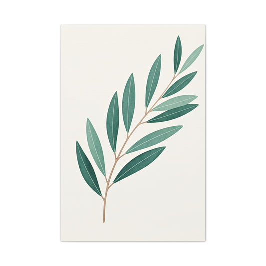 Elegant Olive Branch Illustration Wall Art & Canvas Prints