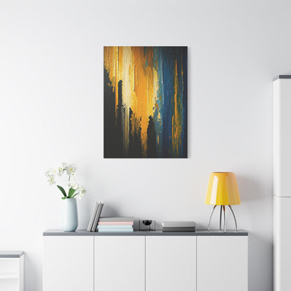 Vertical Gold and Blue Abstract Wall Art & Canvas Prints