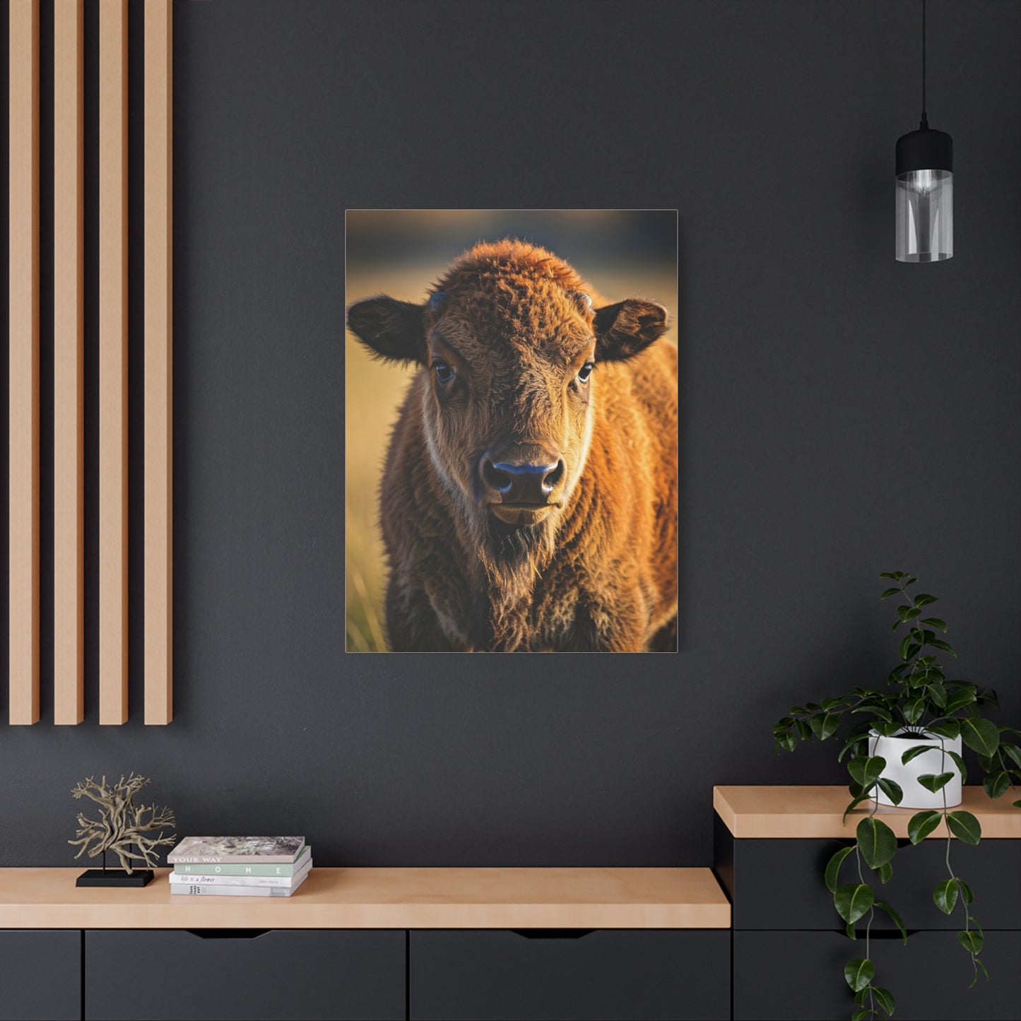 Young Plains Bison Calf Portrait Wall Art & Canvas Print