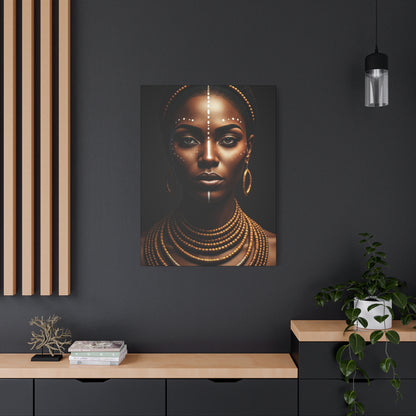 Golden Tribal Goddess Portrait Wall Art & Canvas Prints