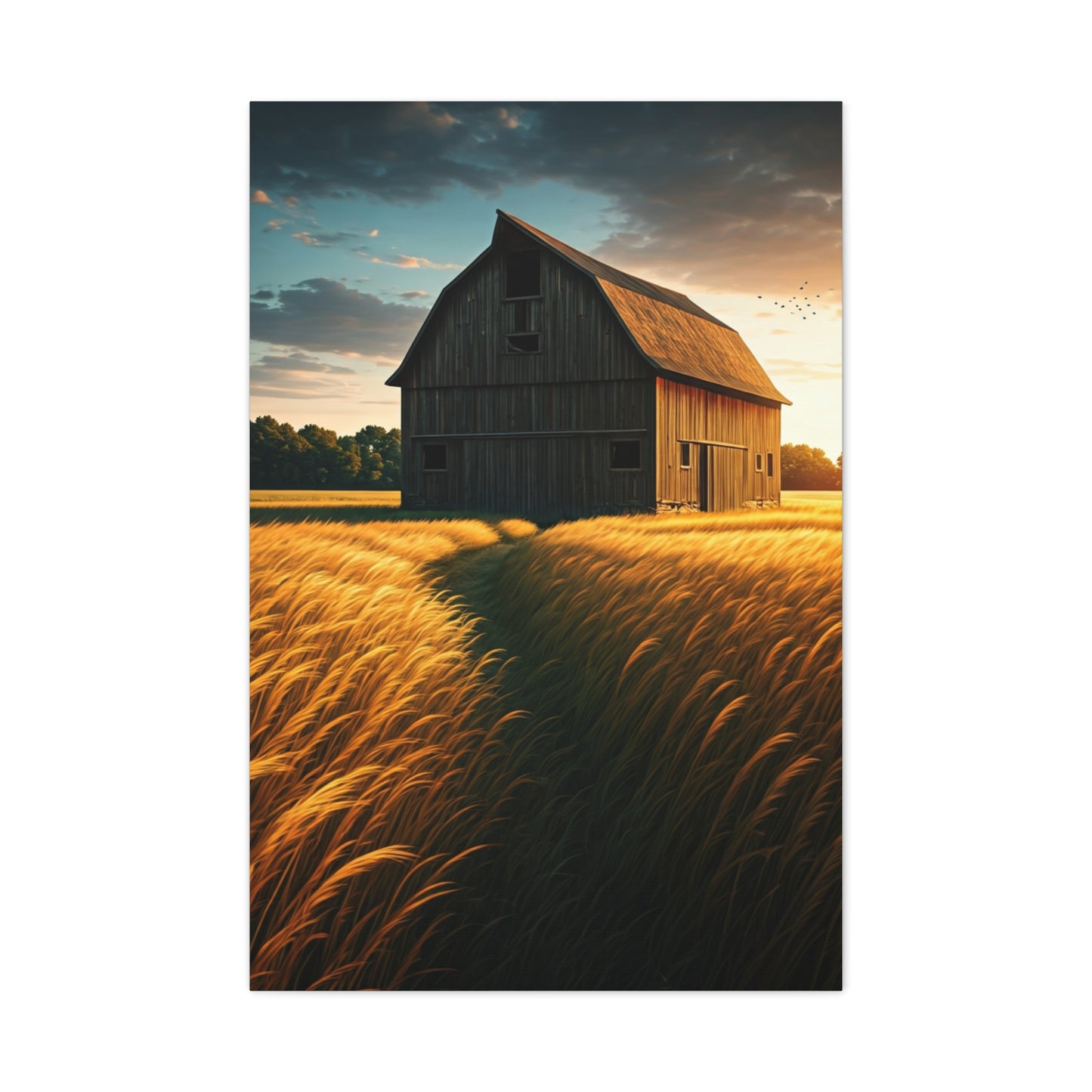 Harvest Field Barn at Sunset Wall Art & Canvas Prints
