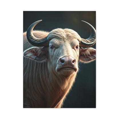 White Water Buffalo Portrait with Soft Glowing Light Wall Art & Canvas Print
