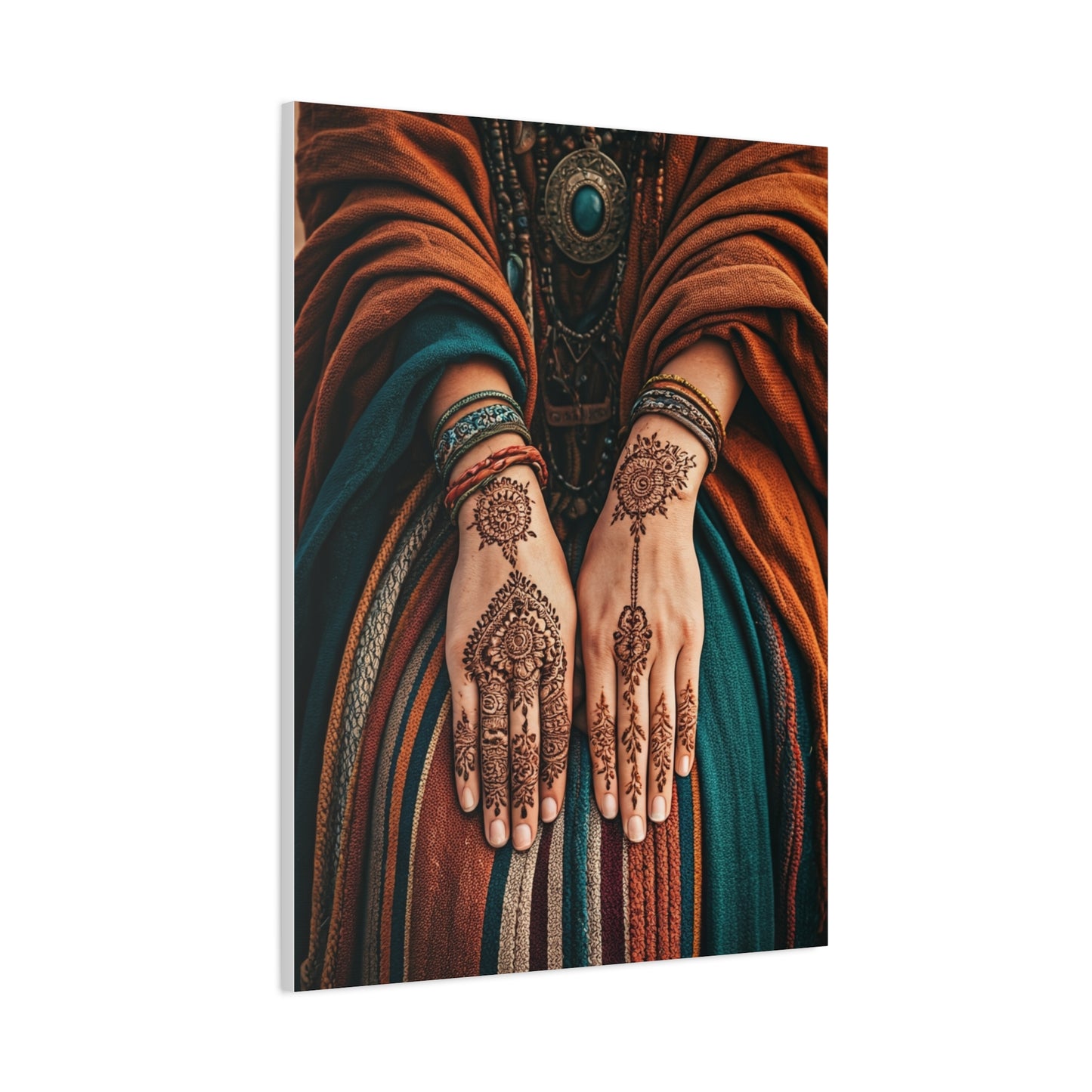 Henna Adorned Hands Bohemian Ritual Wall Art & Canvas Prints