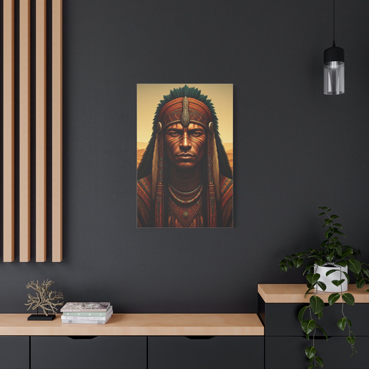 Tribal Guardian with Feathered Headdress Wall Art & Canvas Prints