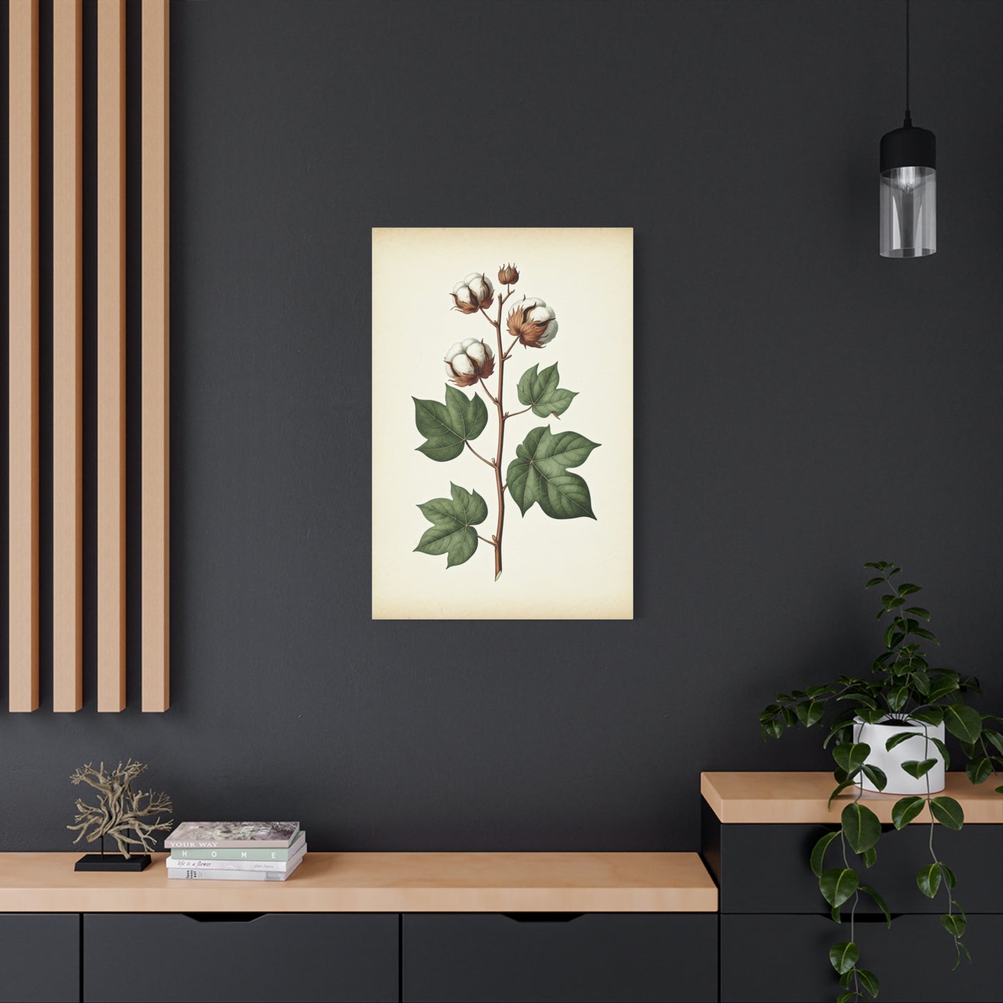 Cotton Plant Illustration Wall Art & Canvas Prints