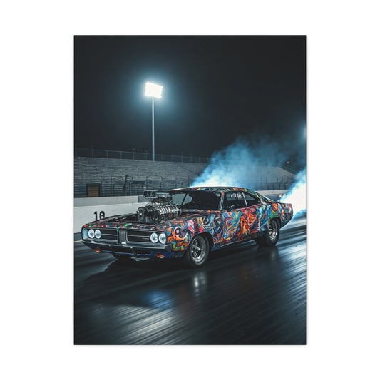 1970 Dodge Charger R/T Supercharged Night Drag Assault Wall Art & Canvas Prints